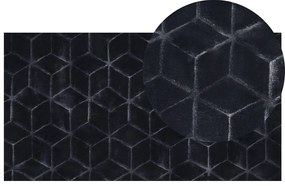 Fekete műnyúlszőrme szőnyeg 80 x 150 cm THATTA Beliani
