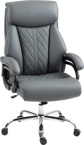HOMCOM nagy- és erős testalkatú vezetői irodai szék – PU-bőr, rugózott ülőlap, csendes görgők, magas háttámla, magasságállítható, antracit szürke | Ao
