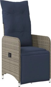 vidaXL szürke polyrattan dönthető kerti szék párnákkal
