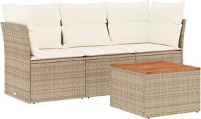 vidaXL 4 részes bézs polyrattan kerti ülőgarnitúra párnákkal