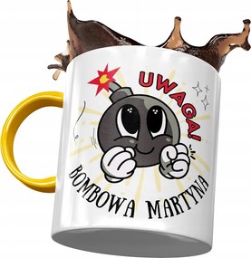 Sárga Bögre Márton Feleség Barátnő Ajándék Nyomtatott Fotóval