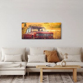 Autó a mezőben képe (120x50 cm)
