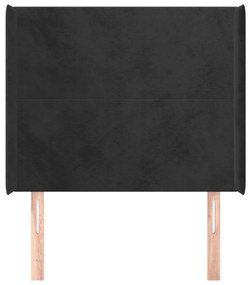 fekete bársony fejtámla szárnyakkal 83x16x118/128 cm