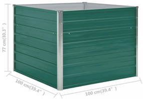 zöld horganyzott acél kerti magaságyás 100 x 100 x 77 cm
