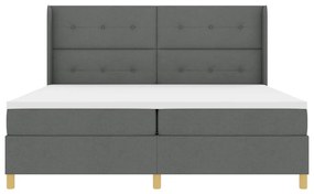 Boxspring Ágy Matraccal - Sötétszürke, 200x200 cm, Szövet
