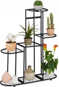 Álló Virágágyás Fém Virágtartó 5 szint fekete