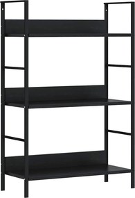 vidaXL 3 szintes fekete szerelt fa könyvespolc 60 x 27,6 x 90,5 cm
