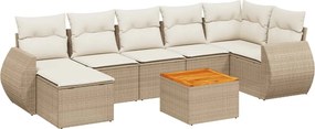 vidaXL 8 részes bézs polyrattan kerti ülőgarnitúra párnával