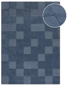 Sötétkék kézi szövésű gyapjú szőnyeg 200x290 cm Checkerboard – Flair Rugs