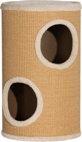 PawHut Karmoló Henger, 60 cm Magas Macska Henger 2 Barlanggal, Karmolóposzttal, Jutyuból készült Macska Torony, 5 kg-ig | Aosom