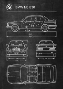 Poszter Bmw E30 M3 Retro Patent Poster Séma