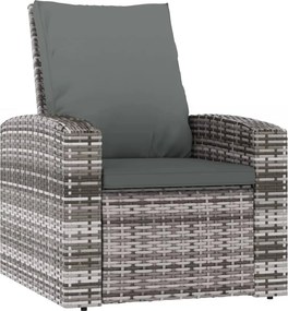 vidaXL szürke polyrattan dönthető kerti szék párnával