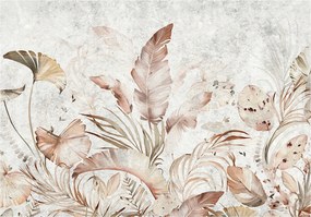 Fotótapéta Levelek Beton Absztrakt Bézs Tapéta Hálószoba Nappali 254x184