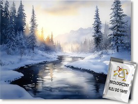 Fotótapéta Flizelina Tájkép Erdő Folyó Tél Fagy Jég Nap 208x146 ragasztó