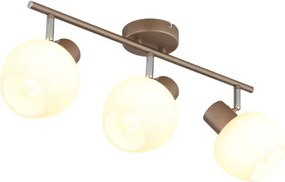 Globo 54662-3 Mennyezeti lámpa, fém matt kávébarna, krómozott fém, fehé üveg, forgatható/dönthető, HxSzxM: 500x125x175mm, 3x E27 40W 230V izzók nélkül