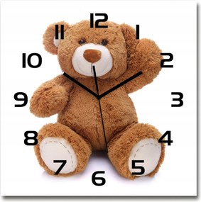 Nagyméretű edzett üveg falióra Plüss maci 60x60