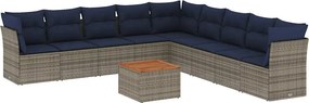 vidaXL 10 részes szürke polyrattan kerti ülőgarnitúra párnával