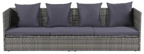 szürke polyrattan kerti ágy 200 x 60 cm
