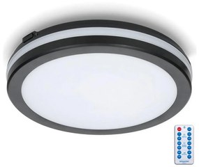 Kobi LED Fürdőszobai mennyezeti lámpa érzékelővel LED/24W/230V átm. 30 cm fekete + + távirányító KB0350