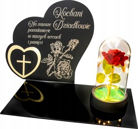 Dekoráció sírra Gravírozott Gyertyatartó alátét temetőbe Rózsa Nagyszülőknek