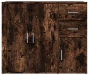füstös tölgy színű szerelt fa tálalószekrény 91x29,5x75 cm