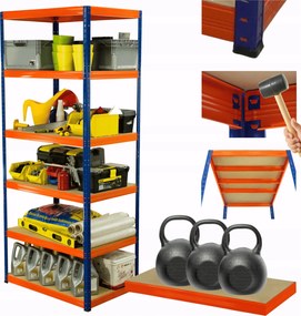 Tárolószekrény fém állvány Helios 213x110x40cm 6Px350kg Tömör