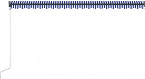 kék és fehér szélérzékelős és LED-es napellenző 500 x 300 cm