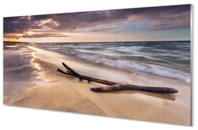 Akrilkép Gdańsk Beach tenger naplemente 100x50 cm 4 fogas