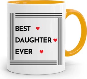 Sárga Bögre Ajándék Lányának Best Daughter Ever fényképes nyomtatással