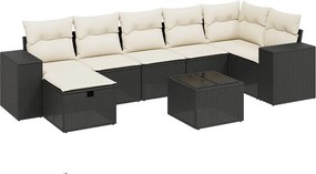 vidaXL 8 részes fekete polyrattan kerti ülőgarnitúra párnákkal