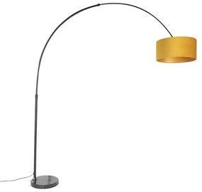 Ív lámpa fekete bársony árnyékolóval okker sárga arany színnel 50 cm - XXL