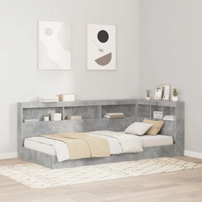 Könyvespolcos ágy Beton szürke 75x190 cm Mérnöki fa