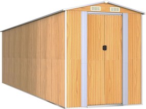 vidaXL világosbarna horganyzott acél kerti fészer 192x689x223 cm