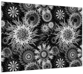 Üveg kép - Fekete és fehér gyűszűvirág (70x50 cm)