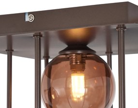 Design mennyezeti lámpa bronz színben, bronz üveggel, 9-es - Athén