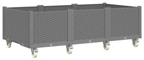 világosszürke PP rácsos kerekes ültetőláda 150 x 80 x 54 cm