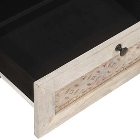 TV szekrény fiókkal Fehér 80 x 33 x 46 cm tömör mangófa