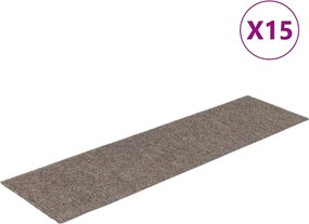 vidaXL öntapadós lépcsőszőnyegek 15 db 76 x 20 cm bézs téglalap alakú