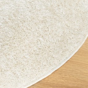 ISTAN krémszínű hosszú szálú fényes szőnyeg Ø 100 cm