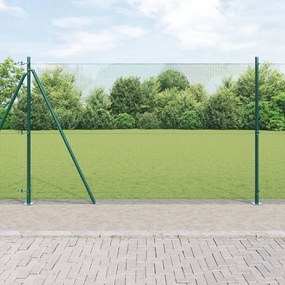 Hegesztett Drótkerítés 7 Furatolt Oszloppal Zöld 1.6x10 m Acél