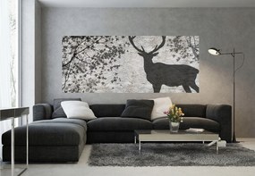 Fotótapéta Szarvas az erdőben monokróm nyugalom és dekoráció 250x104 +ragasztó