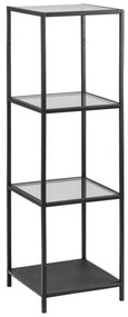 Fekete üveg polcos állvány 35x120 cm Seaford – Actona