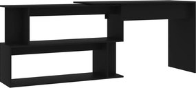 vidaXL fekete szerelt fa sarokasztal 200 x 50 x 76 cm