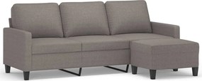 vidaXL 3 személyes tópszínű szövet kanapé lábtartóval 180 cm
