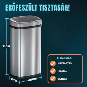 DEUS érzékelős szemetes, 58 liter, ezüst Jurhan