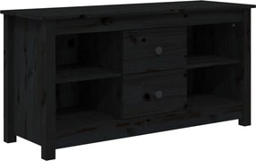 vidaXL fekete tömör fenyőfa TV-szekrény 103 x 36,5 x 52 cm