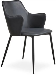 Skylar design szék, fekete textilbőr, fekete fém láb