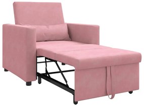 Egyszemélyes kanapéágy light pink 90 x 165 x 87 cm Bársony