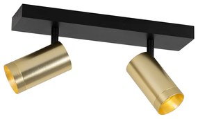 Mennyezeti spotlámpa fekete arannyal állítható 2-lámpás - Jeana Luxe