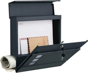 Modern postaláda újságtartóval 37x10,5x37 cm, antracitszürke